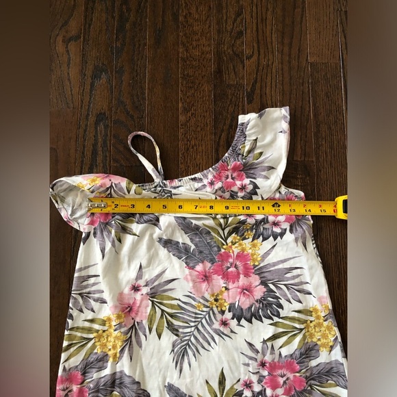 Jessica Simpson Girls 6X Ruffled One-Shoulder White Tropical Palm Dress - VGUC! - Picture 5 of 9